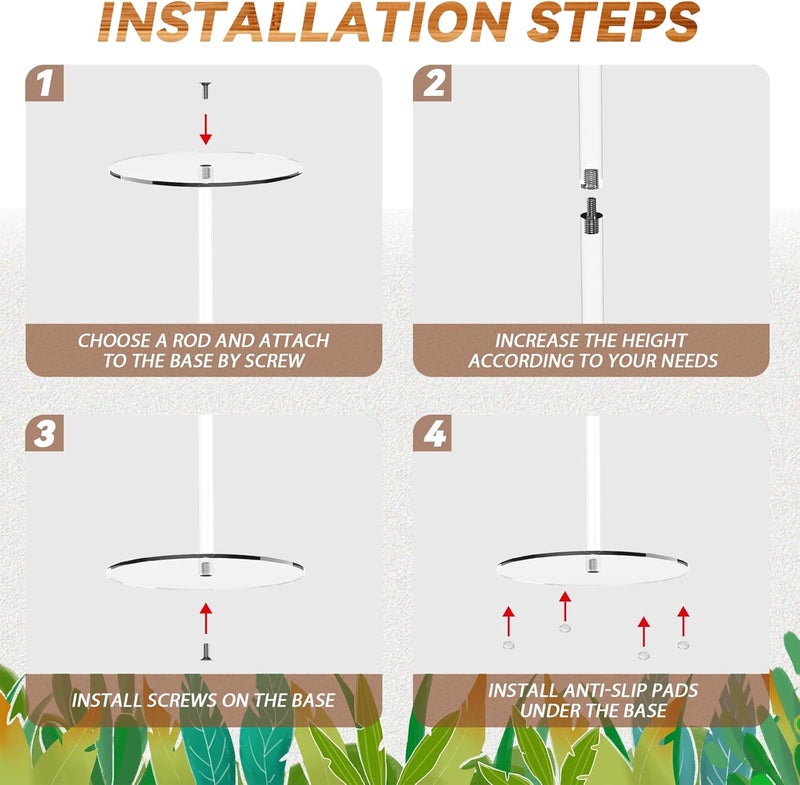 Estleys 4 Pcs Acrylic Hat Stand, 12" to 17" Clear Hat Stands, Wig Hat Display Rack, Adjustable Height Hat Holder, Round Acrylic Risers for Display Hat (4 pcs) - Image 4